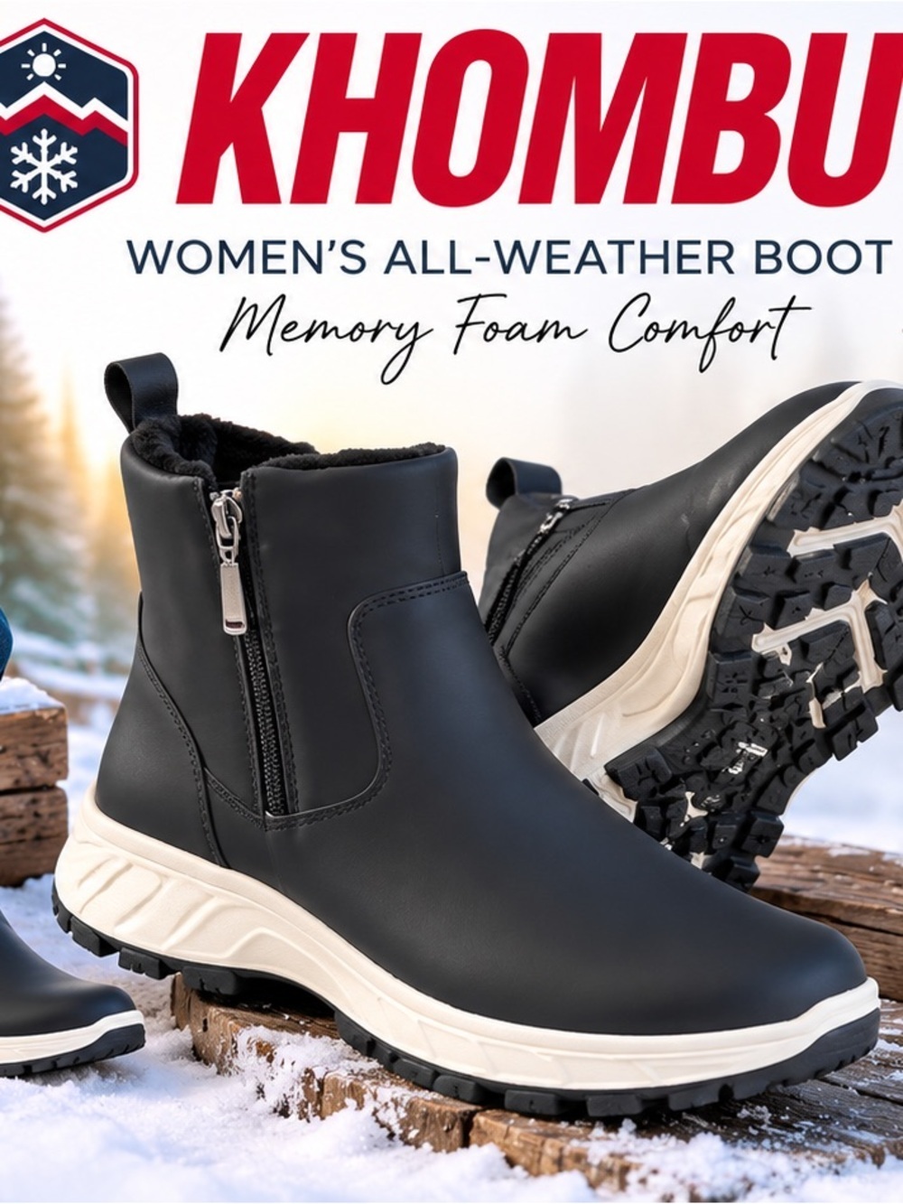 Khombu Sienna Women’s Size 6 Black All Weather Memory Foam Ankle Boots NIB - Picture 12 of 12